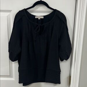 LOFT Elegant Black Blouse with Keyhole Detail